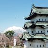 弘前城と桜と岩木山
